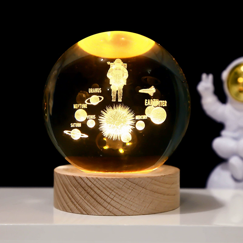Звездное небо, астронавт, белый кристалл, настольная ночная лампа, 3D