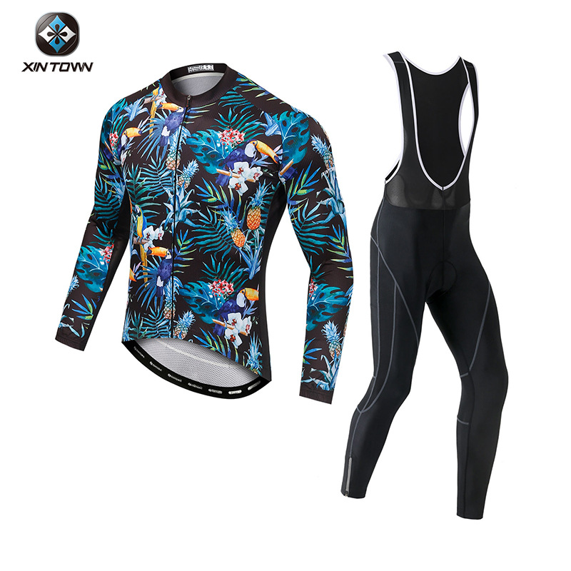 Xintown Tropical Black Autumn Cycling Clothing New Cycling Clothing Autumn Women's Cycling Clothing Long Set