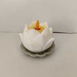 白色花灯酥油灯电池莲花蜡烛灯专用品家用供品蜡烛灯源头厂家