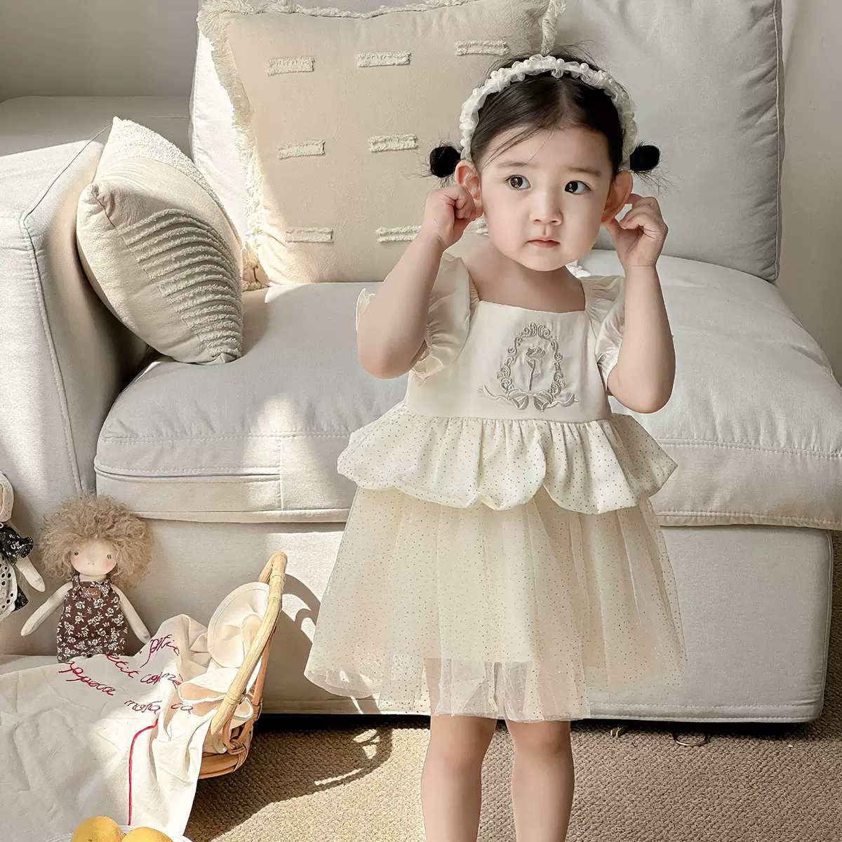 女宝宝夏季薄款甜美连衣裙超萌生日周岁裙婴儿衣服夏款洋气公主裙
