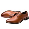 Black spring footwear for leather shoes, classic suit for leisure pointy toe, wholesale