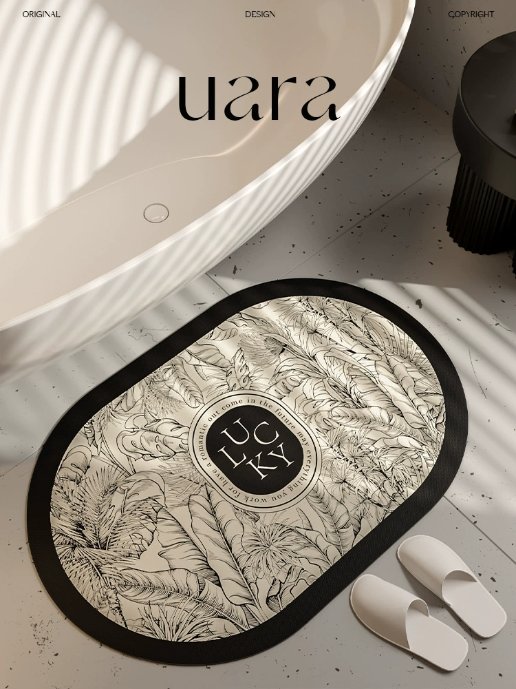 Cross-border Amazon retro style floor mat kitchen bathroom door carpet bathroom anti-slip absorbent diatom mud soft cushion
