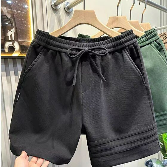 Circle Design Sense High-end Heavy Three Bar Sports Casual Shorts Men's American Sweat Pants Summer Loose Half-length Pants