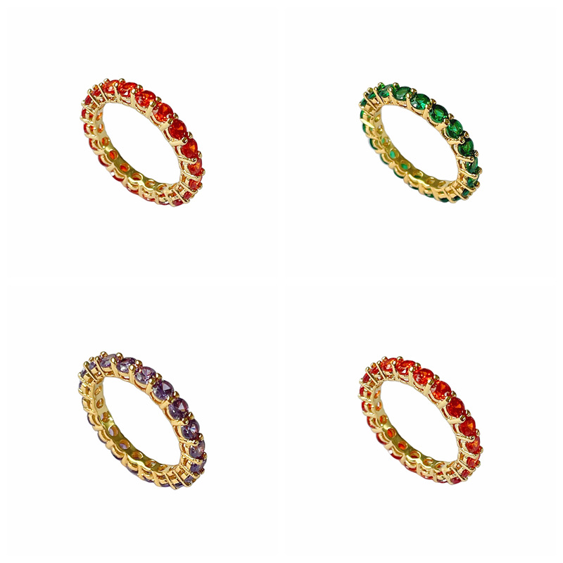 Fashion Geometric Copper Inlay Zircon Rings 1 Piece