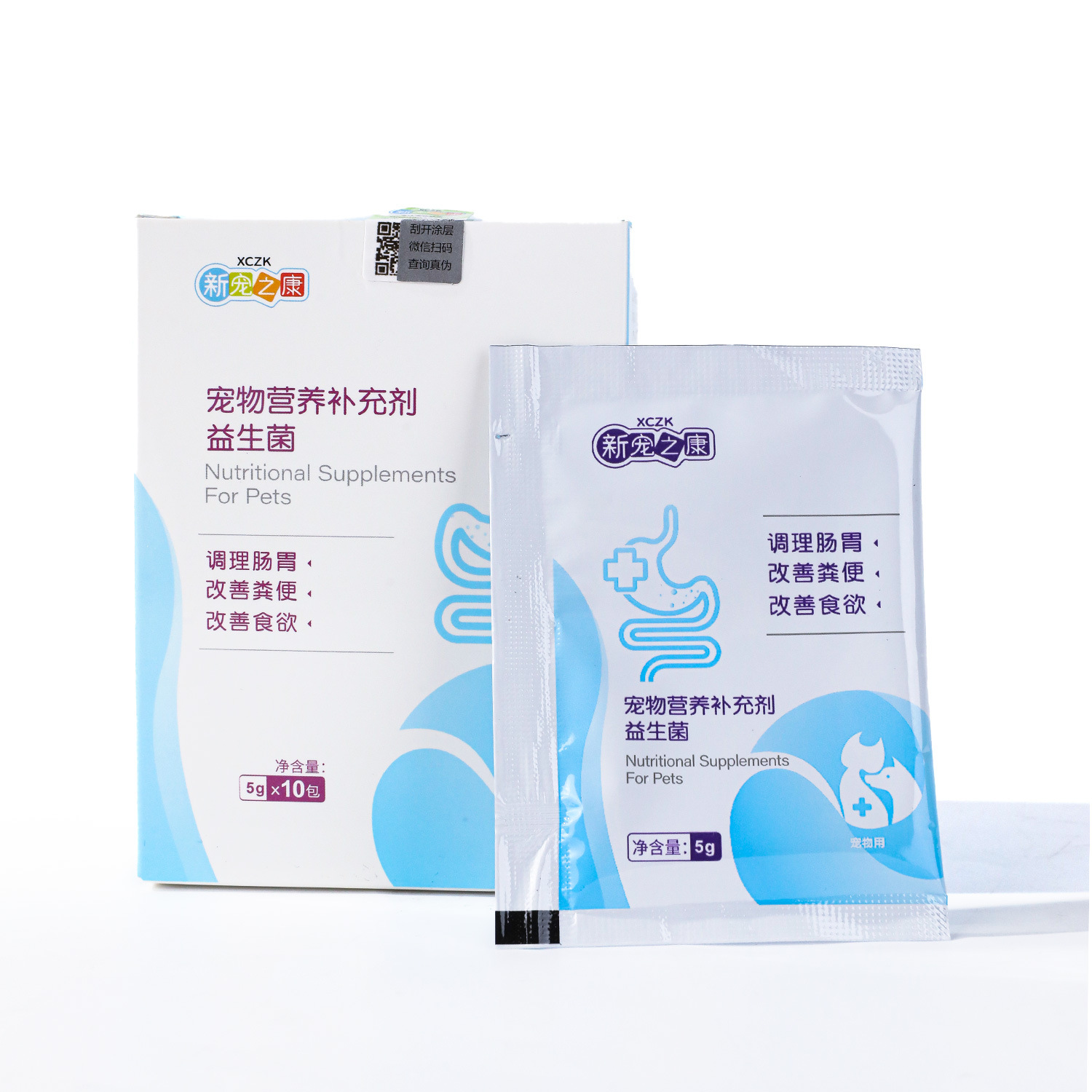 Agente Xinfaizhi Kang leche en polvo, aceite de pescado, lecitina, probióticos para perros, productos de salud para gatos y gatos, artículos para mascotas generales