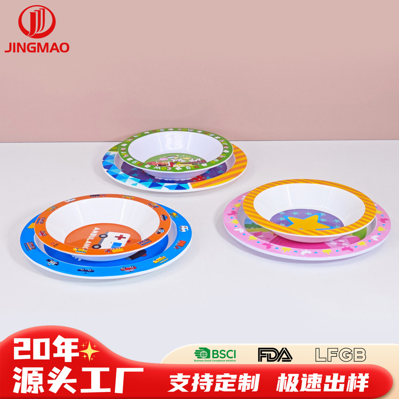 Customized Plastic In-Mold Printed Salad Bowls and Plates for Home Use, Full-Printed for Hotels and Restaurants, Commercial Christmas Promotional Soup Bowls