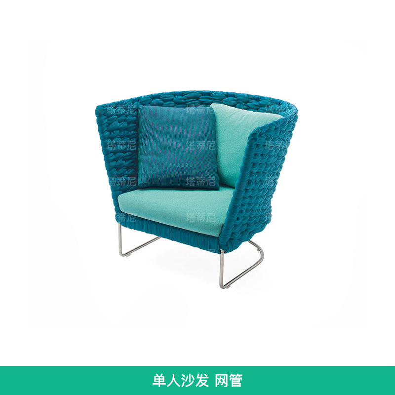 Sofá de exterior tejido con cuerda, cama de descanso para patio o balcón, muebles creativos para alojamiento rural, sillón de ratán para jardín o terraza. image 8