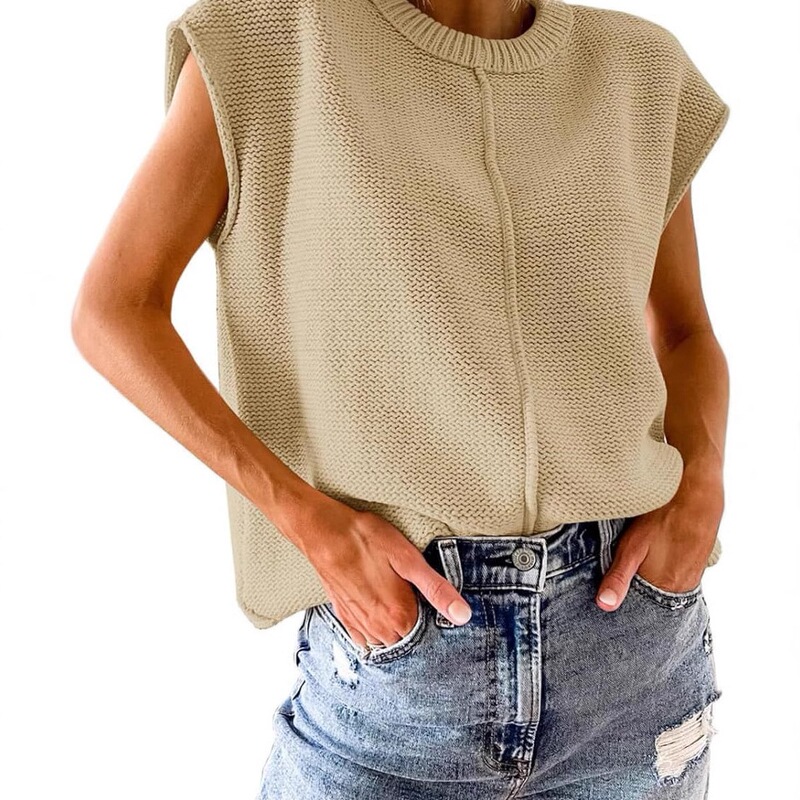 Amazon's Popular Women's Summer Cap-Sleeved Tops Casual Round Neck Loose Knitted Lightweight Sweater Sets Foreign Trade Dropshipping Amazon's Popular Women's Summer Cap-Sleeved Tops Casual Round Neck Loose Knitted Lightweight Sweater Sets Foreign Trade Dropshipping