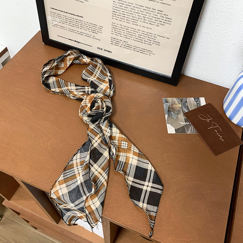 Pañuelo de seda para mujer, tira larga, sentido de alta calidad, lunares, corbata estrecha y delgada, pañuelo de flor de rosa, cinturón para el cabello, cinturón al por mayor