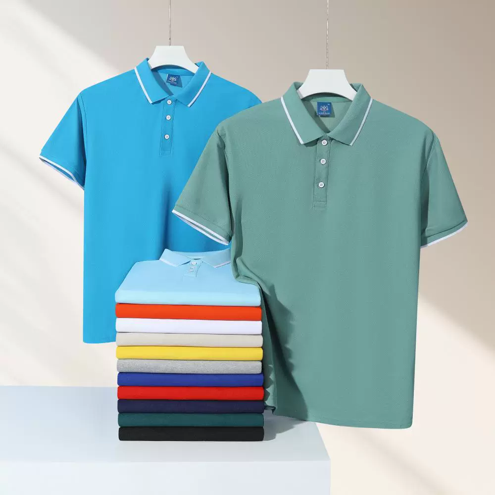 210g цветовой воротник с короткими рукавами с отворотом рубашка POLO Групповая одежда Рабочая одежда Корпоративная культурная рубашка сплошной цвет печатного логотипа