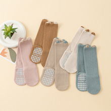 24新生婴儿袜子a类纯棉秋冬款过膝袜男女宝宝防滑长筒地板袜批发3