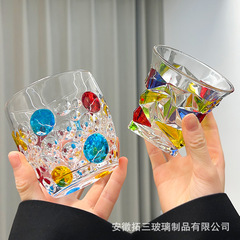 Colorful glass cup high-end beer cup enamel color water cup high-end home whiskey cup Ins drink cup