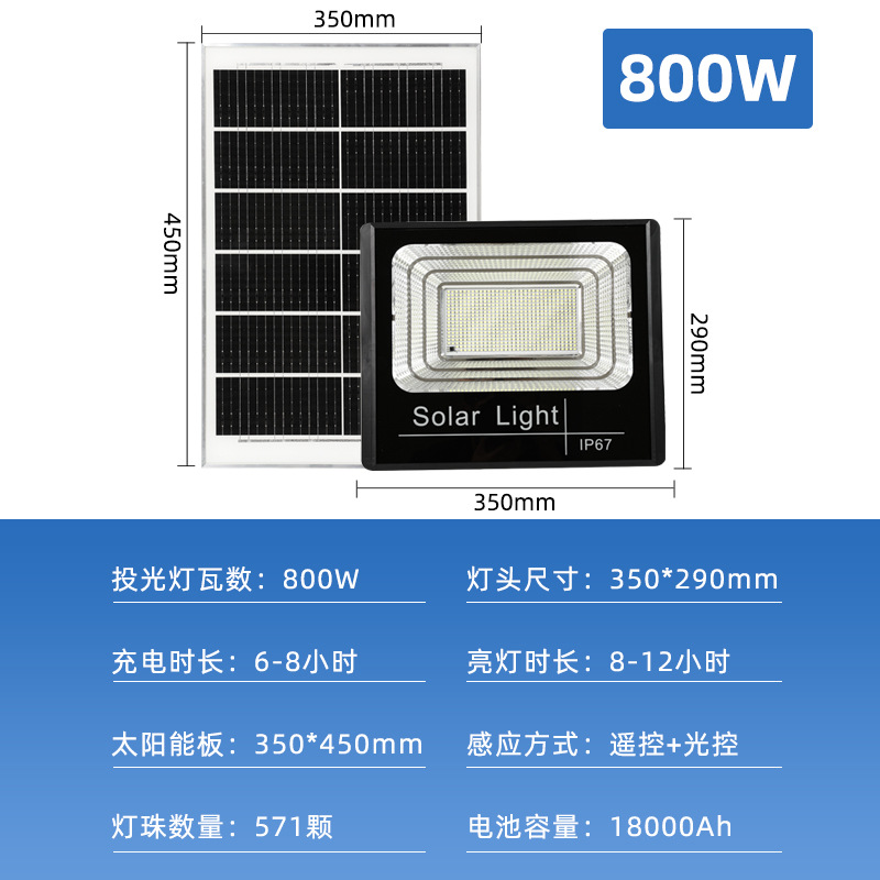 Reflector LED Solar para Exteriores, Impermeable, de Alta Potencia, 100W IP65, Modelo Económico
