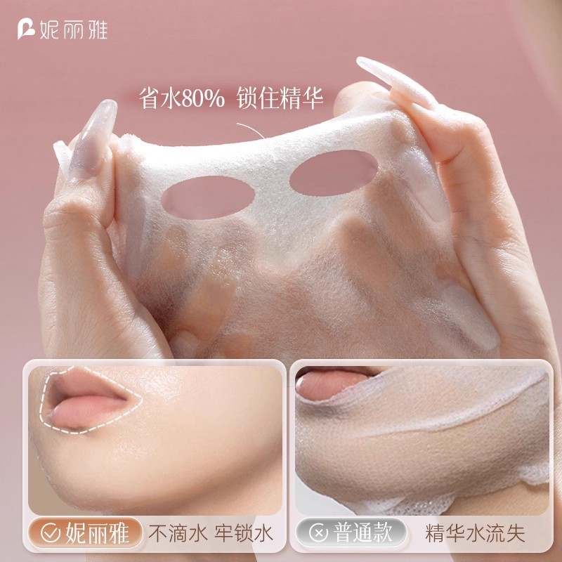 Niliya スリーインワン湿布コットンパッド、伸縮性のある目の開口部メイクアップコットン、顔用の特別な湿布コットン|undefined
