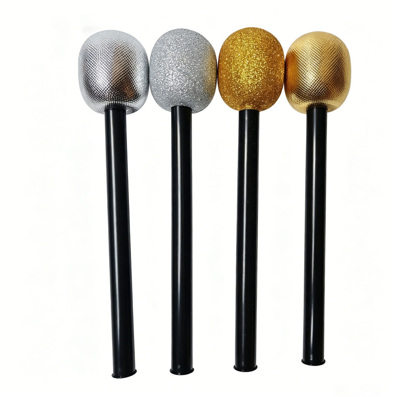 Halloween Gold and Silver Microphones, Funny Props for Bars and Parties, Fake Microphones, Plastic Microphones, Children's Performance Supplies