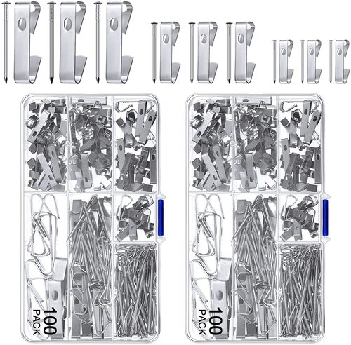 30lb, 50lb, and 100lb Wooden Wall Hooks for Cross-Border Use—100 Sets in a Boxed Kit; Everyday Invisible Clothes Hangers for Frames, Luggage, and Bags, Designed for Concealed Mounting