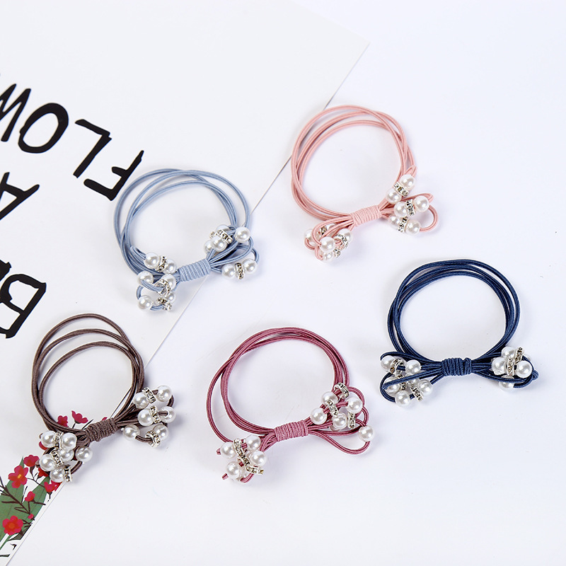 elastic hairgrip pearl with bow