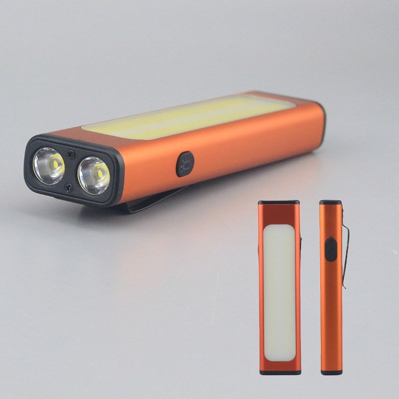 Nueva luz de trabajo, linterna COB, hebilla colgante de succión magnética, iluminación de luz doble, cuerpo de aleación de aluminio, luz roja y azul aerodinámica