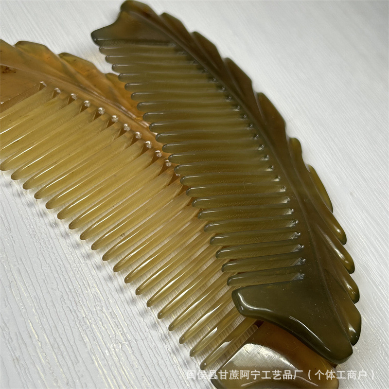 Carved Horn Massage Comb Thick Buffalo Horn Comb Dolphin Craft Design Gift Comb 10-15cm quality and texture
