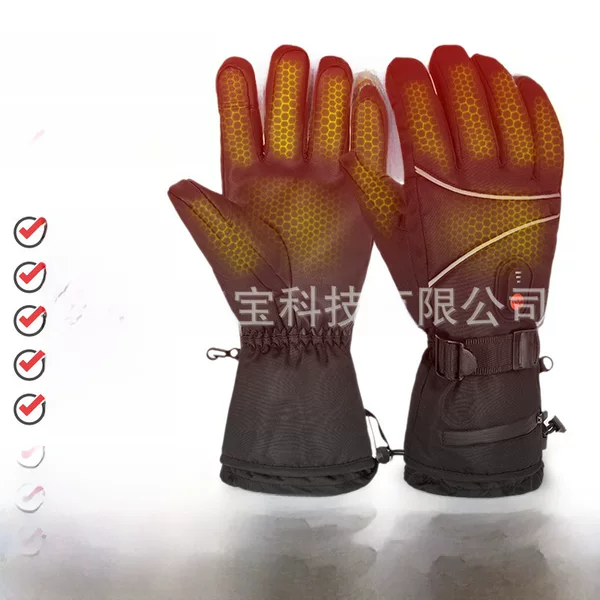 Cross-border Heating Gloves Outdoor Skiing and Riding Thickened Electric Heating Gloves Touch Screen Charging Cold-proof Heating Gloves for Men and Women