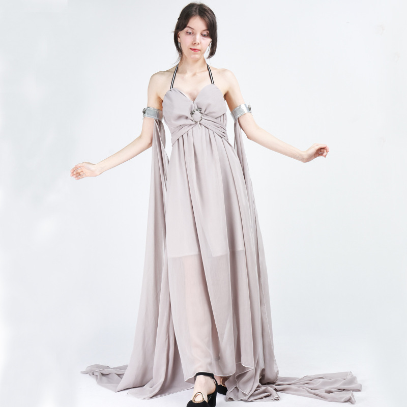 权利的游戏cos服 丹妮莉丝灰色连衣长裙万圣节cosplay舞台表演服|undefined
