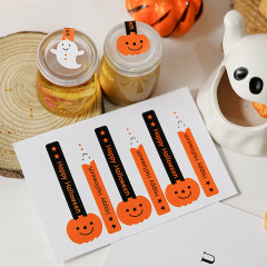 6枚価新型ハロウィーンカボチャ幽霊halloween布丁瓶長条装飾シールins粘着紙