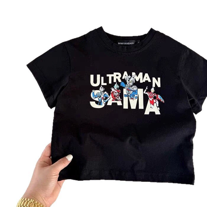 Ультра, детская летняя майка с короткими рукавами, хлопок тонкий Ultraman Tiga, новая коллекция