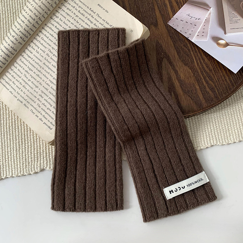 Guantes de lana de punto de invierno nuevo estilo coreano grueso caliente anticongelante manguera de color sólido guantes de medio dedo de moda universal