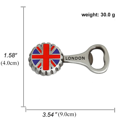 Zinc Alloy Antique Tin Oil-Dripping Bottle Opener & UK London Fridge Magnet—Dual-Use, Cross-Border Supply