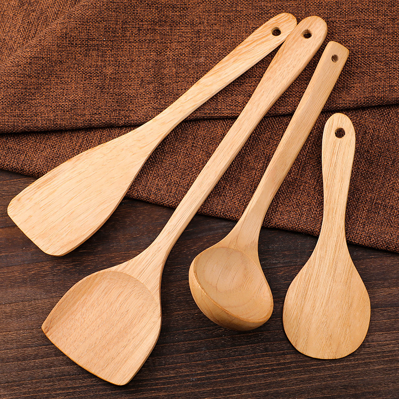 Unpainted Wooden Spatula, Non-Stick Pan Spatula, Cooking Spatula, Household Wooden Utensil, High-Temperature Resistant Long-Handled Wooden Spoon, Solid Wood Yuan Hao