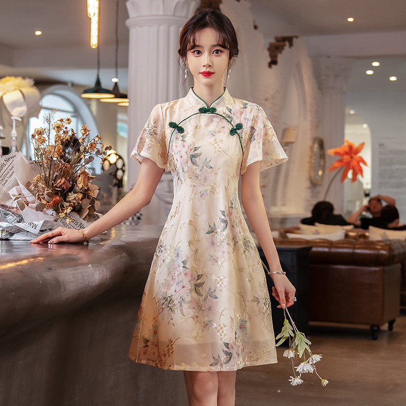 2025 New Summer Style Women's Young Style Chiffon Cheongsam Improved Girl's Daily Elegant Dress