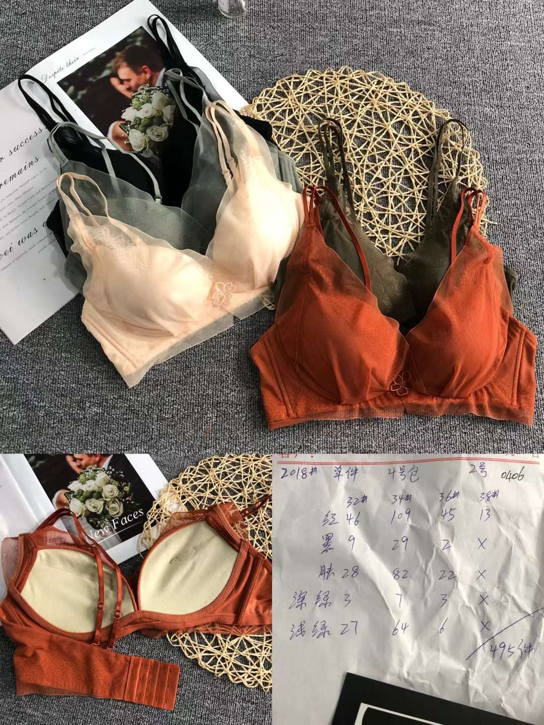 Sujetador de encaje hueco cintura ajustable que adelgaza el sujetador pequeño pecho empuja hacia arriba la ropa interior cómoda empuja hacia arriba el sujetador sin costuras