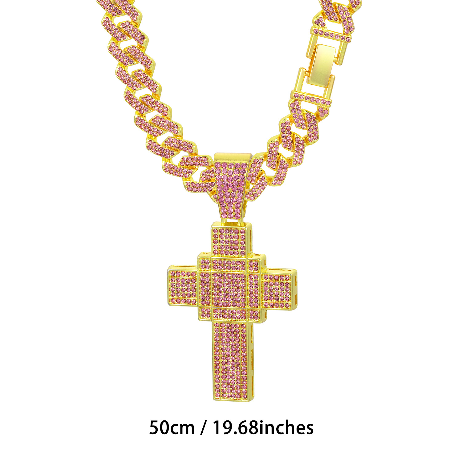 Collana con croce tridimensionale rosa oversize da donna_voghion.com