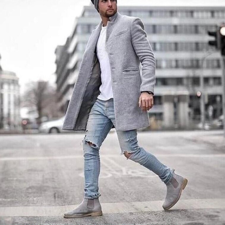 Foreign Trade Autumn and Winter Men's Mid-Length Woolen Coat with Lapel and Single-Breasted Casual Suit Jacket, Slim Fit Trendy Men's Fashion Foreign Trade Autumn and Winter Men's Mid-Length Woolen Coat with Lapel and Single-Breasted Casual Suit Jacket, Slim Fit Trendy Men's Fashion