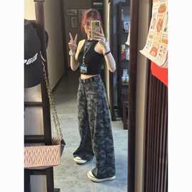 高个子175阔腿牛仔裤女加长180超长美式流行今年复古工装垂感中裤