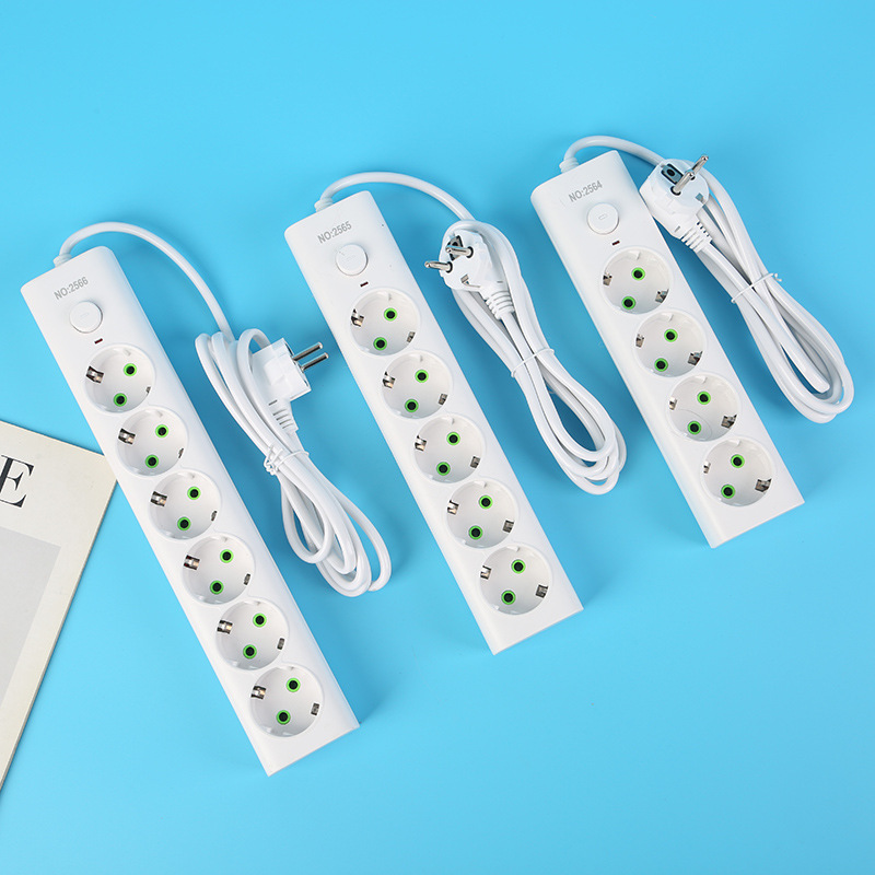 欧孔欧插黑白混色多孔插板义乌外贸插座智能办公插板欧插充电排插