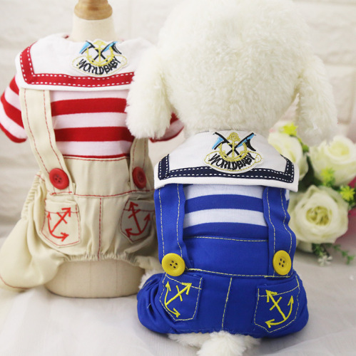 Four-legged clothes, navy style, spring, summer and autumn new sizes, dog clothes, pet clothes, cat clothes, pet supplies