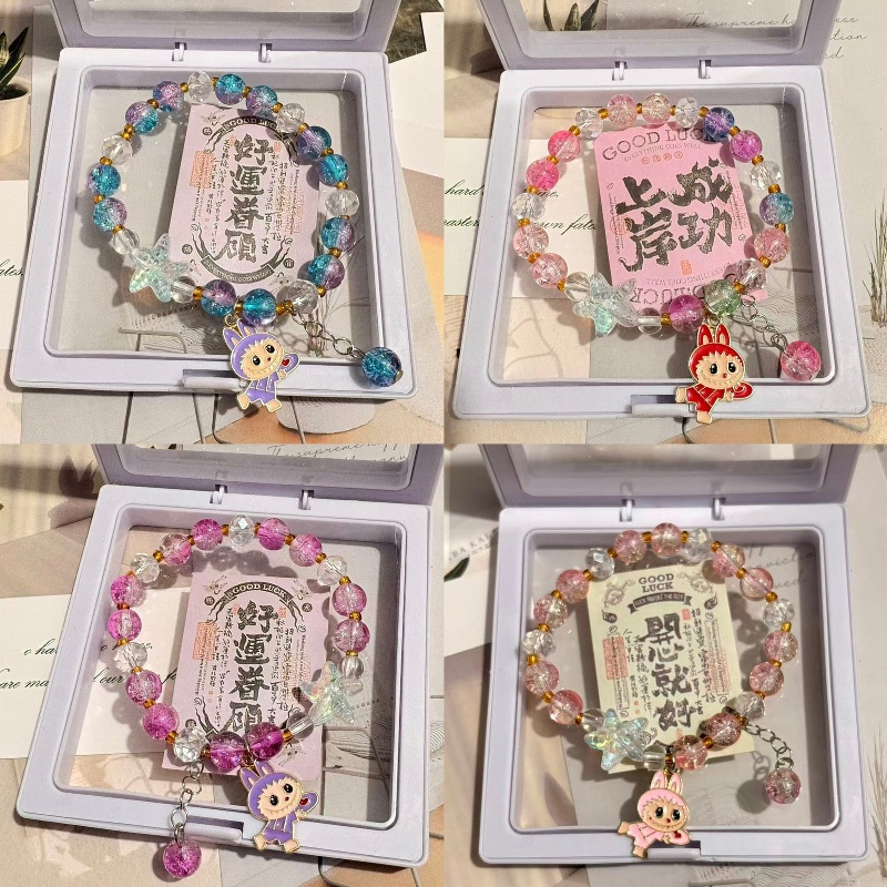 New Labubu Bracelet Dopamine Children's Sweet and Cute Handmade Adjustable Bracelet Weaving Exquisite Gift