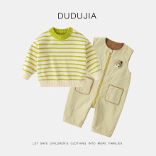 【穿搭】嘟嘟家宝宝加绒背带裤冬季男宝连体裤冬装女宝毛衣童装潮