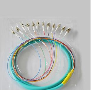 Factory Direct sales LC-UPC bundle pigtail OM 30000MB 0.9 fiber core 12 color LC optical cable pigtail connector