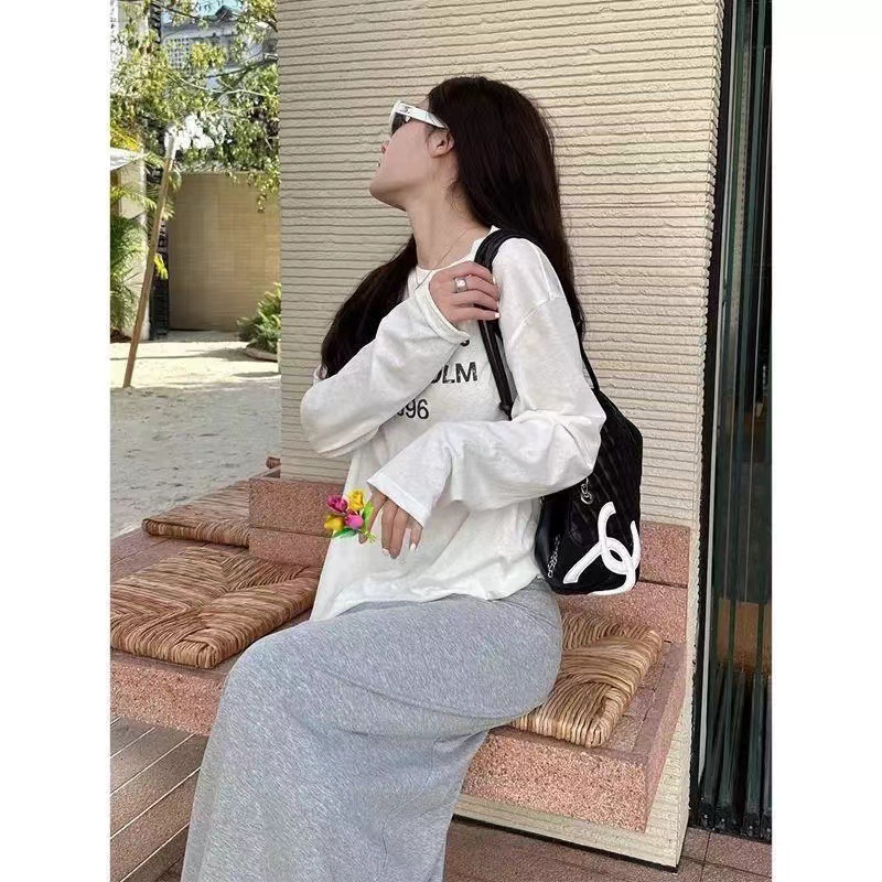 アメリカンホワイト日焼け止めブラウス長袖Tシャツ女性用2025年夏新作薄手ルーズレイジースタイル甘辛トップ|undefined