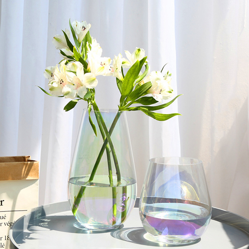 欧式创意玻璃花瓶插花干花器水培瓶客厅装饰品摆件龙蛋颜色鲜花