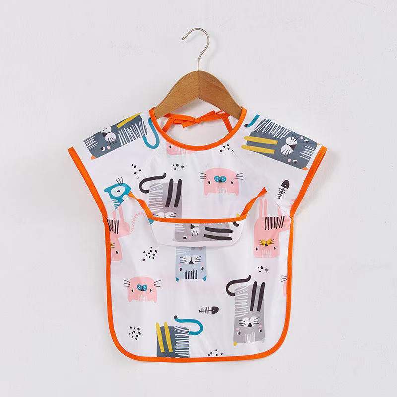 Mono para niños impermeable de manga larga anti-vestirse bebé comiendo ropa delantal bebé mono de bebé babero ropa de protección