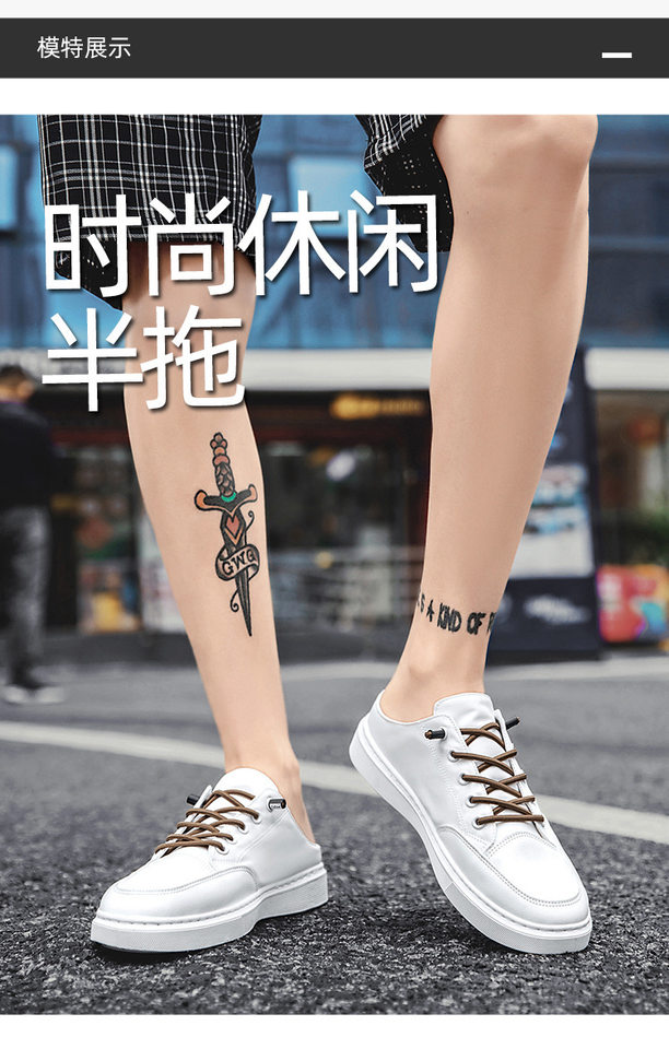 Dép nửa gót không gót nam vải canvas thoáng khí, quai ngang buộc dây, gót thấp 1–3 cm — lạc đà trắng, màu be, màu xám trắng, màu đen chi tiết 9