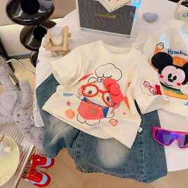 【立体玩偶】新款纯棉男女童短袖t恤夏季宽松透气短袖可爱卡通上