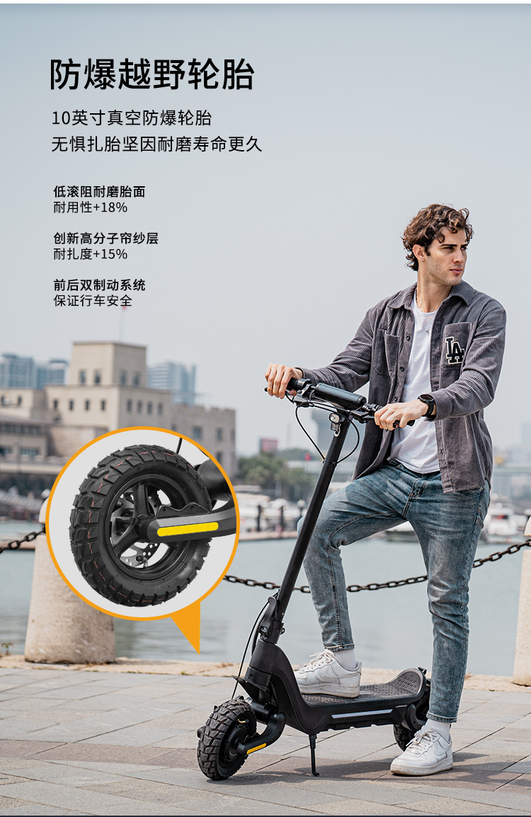 Hezzo Electric Scooter Foldableable 10-Inch 1600W Dual Motor Off-Road Tire Double Shock-Absorbing Scooter