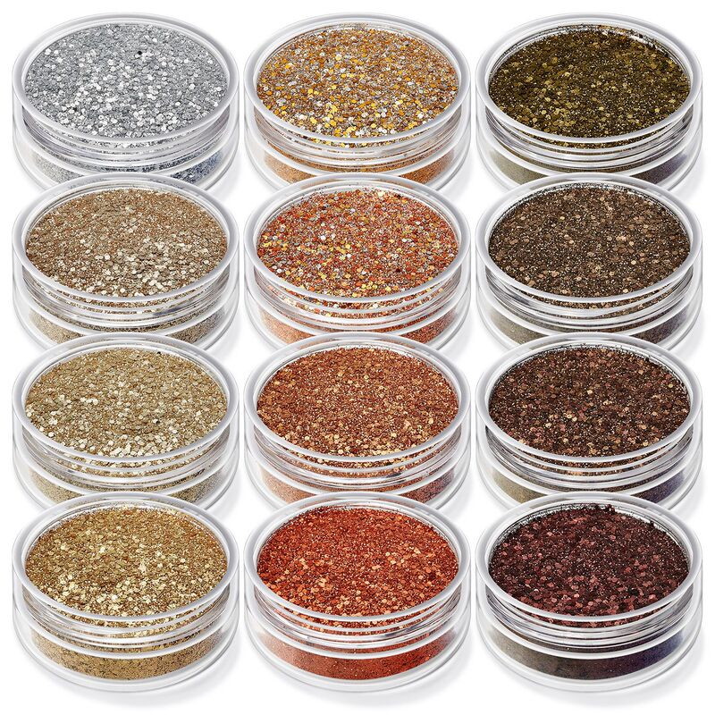 12 bottles suit autumn color nail jewelry sequins fine powder + 1mm solid color gradient glitter powder nail polish glue DIY