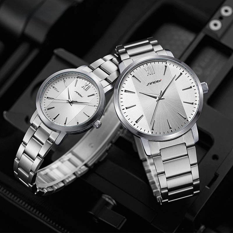 sinobi情侣手表男表商务钢带手表广州腕表石英表手表批发跨境手表