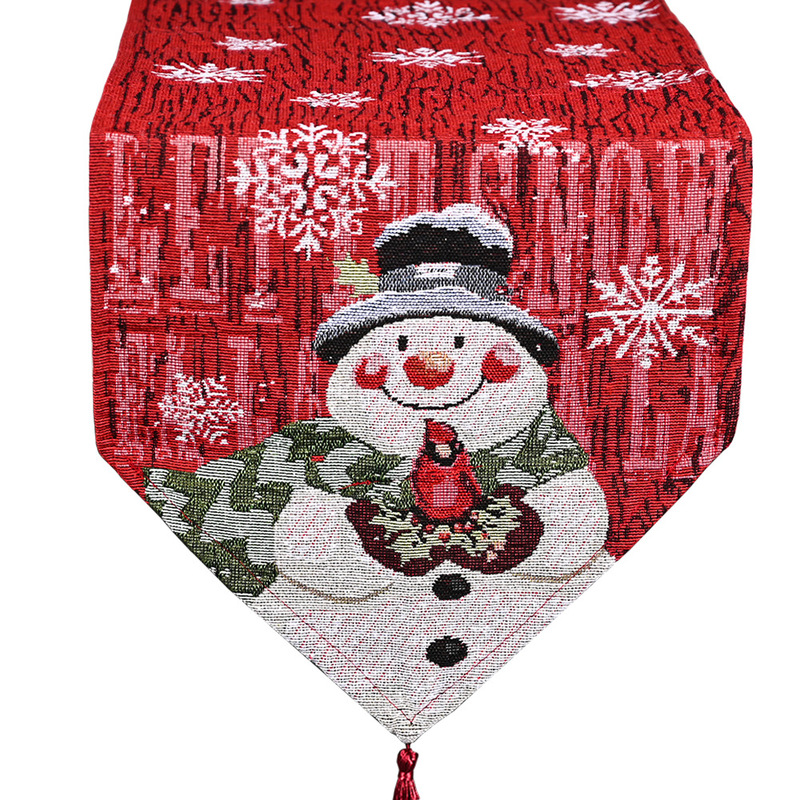 クリスマス新商品 クリスマステーブルランナー 綿麻製 雪だるま刺繍テーブルランナー 家庭用テーブルデコレーション クリスマステーブルクロス|undefined