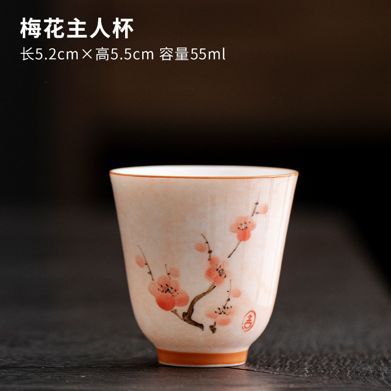 手描き満彩粉彩女性高颜値主人杯陶磁器釉薬下彩茶杯家庭用品茗杯個人専用|undefined
